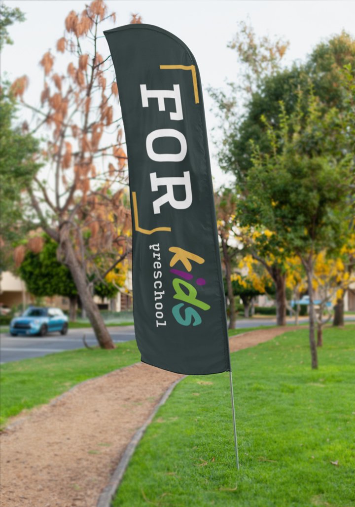 ForKidsPreschool_FeatherFlagMockup_OrangeMossCreative