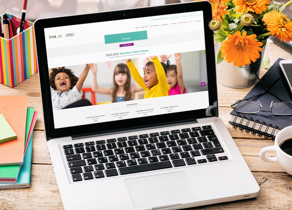 ForKidsPreschool_WebsiteComputerMockup_OrangeMossCreative